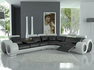 Modern Contemporary Franco Leather Sectional Sofa   Black / White