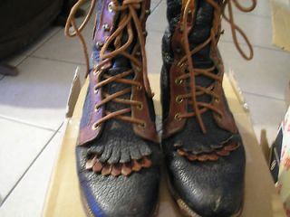 Vintage JUSTIN Womens Two Tone Western Cowboy Lace Up Roper Boots Sz 
