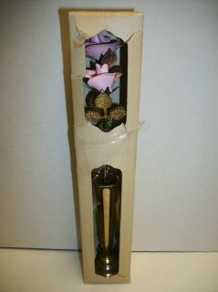 Vintage Seymour Mann Pink Metal Rose In Metal Vase Decoration 10.5
