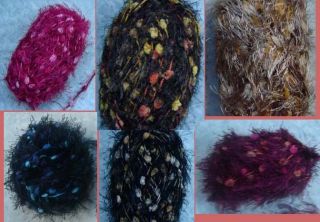 100G Pom Pom yarn pompoms twisted w/ fun fur yarn eyelash   Variety of 