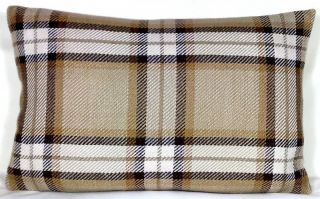   Bed Cushion Pillow Colefax & Fowler Fabric Melton Check Brown Beige