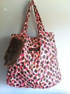  By Chloe Pink Leopard Tote Bag Shoulder Hobo Purse Animal Print Black