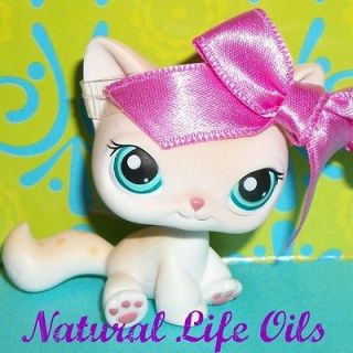 Littlest Pet Shop~#224 SPOTTED LEOPARD KITTY CAT Green Eyes/Pink Bow 