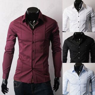 Mens Personalized Sequin Slim Button Up Long Sleeve Gentle Shirt Tops 