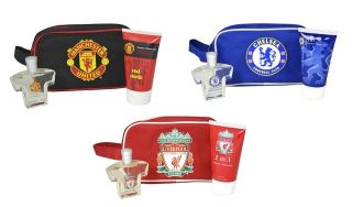 OFFICIAL FOOTBALL TEAM   TOILETRIES GIFT SET WASH BAG AFTERSHAVE GEL 