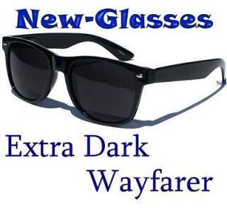 extremely dark lens 80s retro sunglasses black frame new super