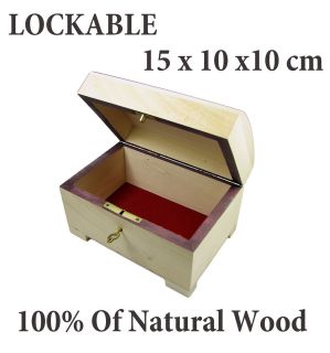 Plain Wooden BOX, Lockable CHEST 15 x 10 x 10cm Decoupage, Craft, BEST 