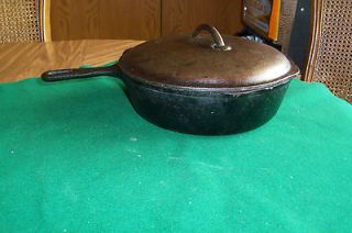 Vintage Black Cast Iron Chicken Fryer with Lid Marked N0 8 10 5/8