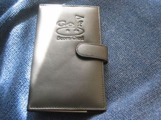 Quality Soft Leather Golf Score Card Holder in Black with Stud 