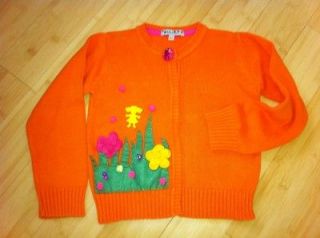 lola et moi, orange grass and dolls sweater, 6 7, 4 5 EUC