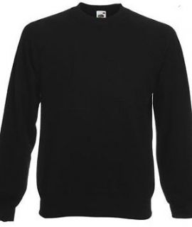 fruit of the loom plain black sweatshirt jumper no logo