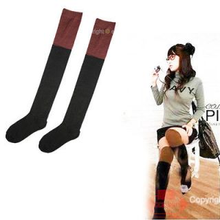   Two Tone Thigh High Over Knee Long Knit Socks Hosiery costume CTw8