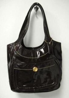 coach ergo brown patent leather legacy handbag tote 11012 shoulder bag
