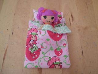New Handmade Sleeping Bag & Pillow Mini Lalaloopsy Dolls Strawberry 