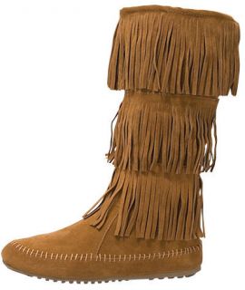 top moda tan women s faux suede boot with fringe detail