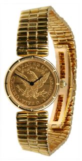 Estate Ladies Corum 18K Yellow Gold 5 Dollar Gold Coin Watch