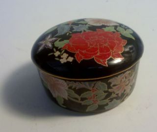 vintage octagiri ceramic porcelain floral pill snuff trinket box 