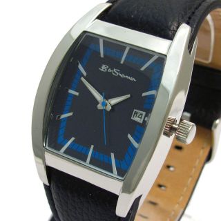 Ben Sherman Mens Tonneau Date Watch with Black Leather Strap R736