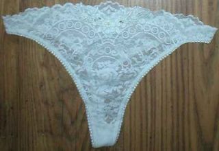   Brand NEW Womens Thong Pantie Neiman Marcus Bridal Lace White L