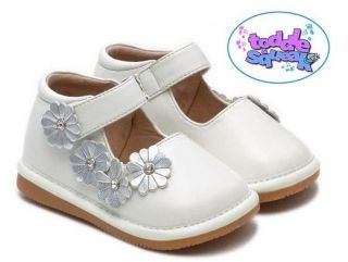 girls toddler white silver leather squeaky shoes more options size