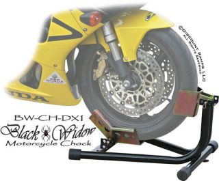 BLACK WIDOW MOTORCYCLE WHEEL CHOCK SELF LOCKING BIKE STAND CHOCKS (BW 