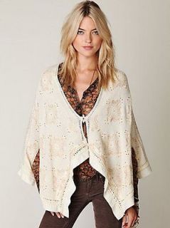 NEW FREE PEOPLE Embroidered Cape PONCHO CARDIGAN SWEATER BEAUTIFUL 