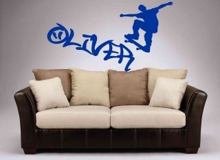 boy skateboard personalized name wall art decal sticker many sizes and 