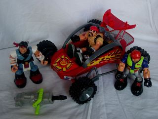 rescue heroes lot of 3 figures and large dune buggy