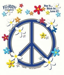 peace sign w/ daisies decal sticker 60s hippie hippy wiccan 