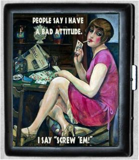 Woman with Attitude Humor Metal Wallet Cigarette Case #640