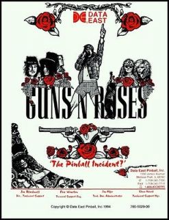 Guns n Roses Pinball Operations/Ser​vice/Repair Manual/Coin Arcade 