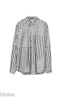 NWT H&M Marni Mens Black & White Casual Dress shirt, Medium Large,Sma 