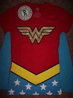 Wonder Woman Glitter Dc Comics Costume With Cape Womens V Neck T Shirt