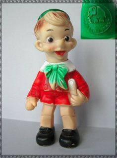 vintage pinocchio rubber toy made in italy marked