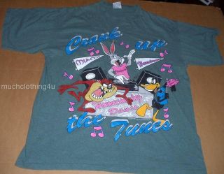vtg MIAMI hurricanes LOONEY tunes BUGS bunny DAFFY duck TAZ shirt XL 