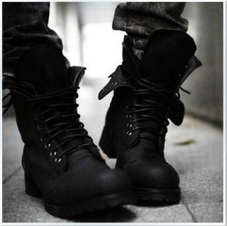 Fashion Cool Guy Men Punk Dress Riding Casual Boots Lace up Mid calf 