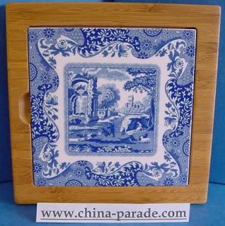 spode pimpernel bamboo blue italian teapot stand 