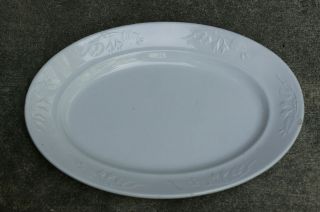 Meakin White English Ironstone Fuchsia Embossed Serving Platter 