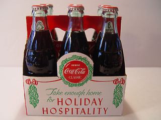 Pack Coca Cola Holiday Hospitality 6.5OZ Bottles 1988 Christmas 