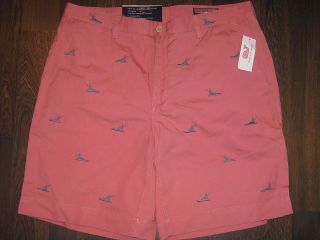 99 Mens Vineyard Vines Relaxed Fit Island Short Size 40 Pink w/Boat 