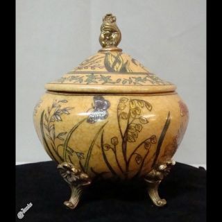 Sugar pot Pot Flower Art Deco Style Art Nouveau Style Porcelain Bronze 