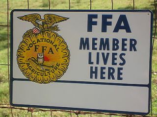 FFA MEMBER LIVES HERE METAL AGRICULTURE SIGN 1960S COUNTRY STORE 