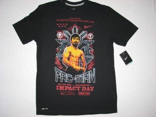 Nike Mens Manny Pacquiao Pac Man Impact Day T Shirt Black NWT Dry Fit 