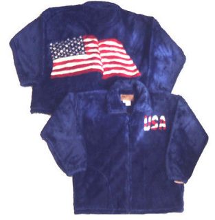 USA American Stars and Stripes Freedom Flag Plush Fleece Jacket