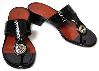 350 NIB Marc by Marc Jacobs Black Patent Leather Turnlock Sandals 36 
