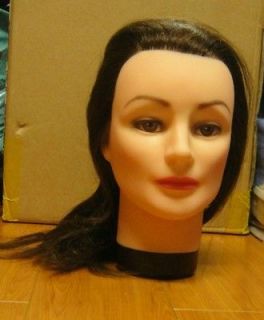 NEW COSMETOLOGY REAL HUMAN HAIR WIG PRACTICE HEAD DARK BROWN INSPECTED 