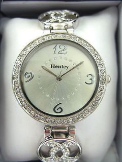 Ladies Henley Diamante Watch Silver Face & Silver Tone Band H641