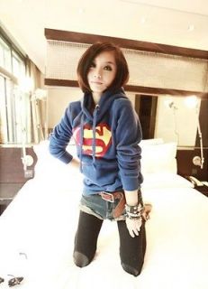 Fashion Women Cool Super Man Autumn Hooded Pullover Sweater Blouse Top 
