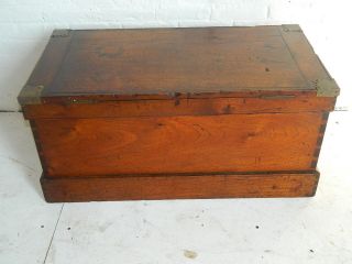 Antique Mahogany Campaign Style Tool Chest Brass Bound Corners 