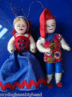 Vintage Wire & Floss Miniature DOLLHOUSE Doll Christmas Ornaments 
